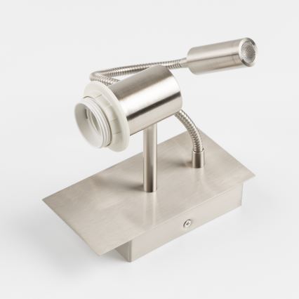 Brilagi - LED lanksčioji sieninė lempa NUBILA 1xE27/25W/230V + LED/3W matinis chromas/geltona