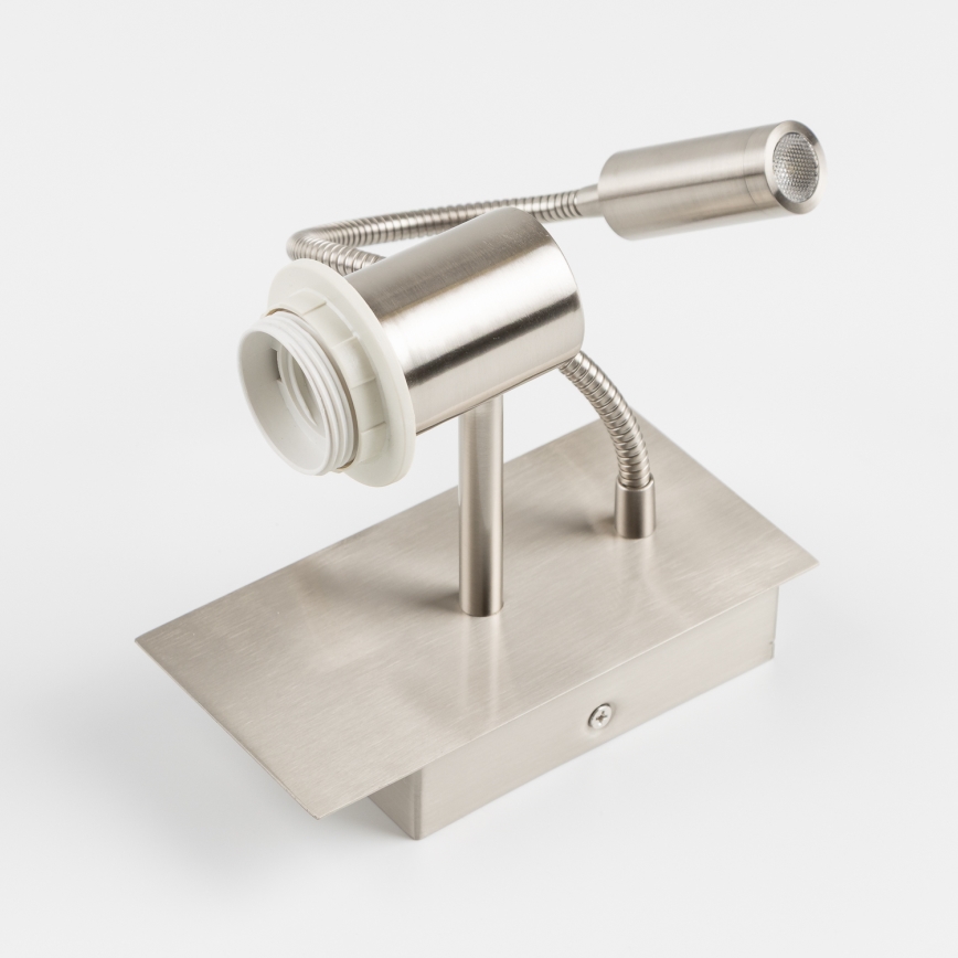 Brilagi - LED lanksčioji sieninė lempa NUBILA 1xE27/25W/230V + LED/3W matinis chromas/geltona