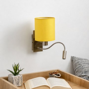 Brilagi - LED lanksčioji sieninė lempa NUBILA 1xE27/25W/230V + LED/3W žalvaris/geltona