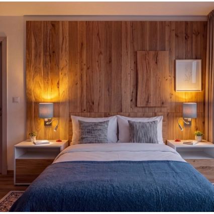 Brilagi - NUBILA lanksti LED sieninė lempa 1xE27/25W/230V + LED/3W žalvaris/šviesiai pilka