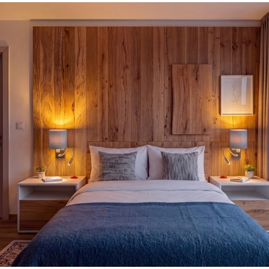 Brilagi - NUBILA lanksti LED sieninė lempa 1xE27/25W/230V + LED/3W žalvaris/šviesiai pilka