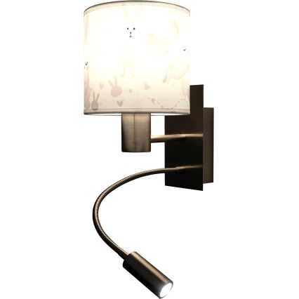 BRILAGI - LED vaikiška lanksti sieninė lempa BOBO 1xE27/25W/230V + LED/3W matinis chromas/balta/kiškučiai