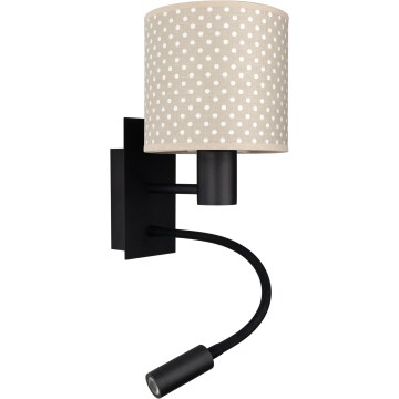 BRILAGI - LED lanksti sieninė lempa BOBO 1xE27/25W/230V + LED/3W juoda/smėlinė/taškuota