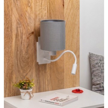 Brilagi - LED lanksti sieninė lempa NUBILA 1xE27/25W/230V + LED/3W balta/šviesiai pilka