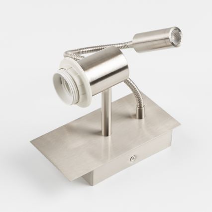 Brilagi - lanksčioji LED sieninė lempa NUBILA 1xE27/25W/230V + LED/3W matinis chromas/oranžinė