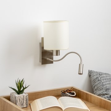 Brilagi - LED Lankstus sieninis šviestuvas 1xE27/25W/230V + LED/3W matinis chromas/kreminė