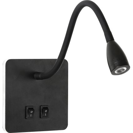 Brilagi - LED Lankstus sieninis šviestuvas MAYA Double LED/4W/230V + LED/3W juoda