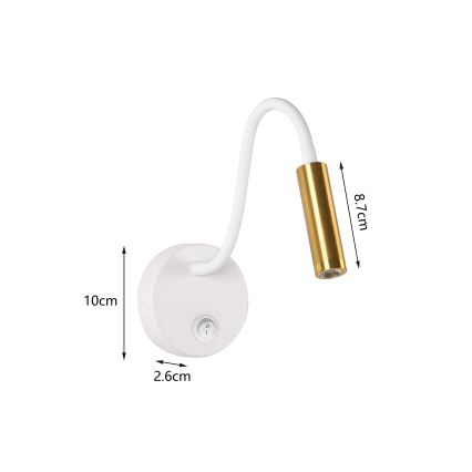 Brilagi - LED Lankstus sieninis šviestuvas MAYA LED/3W/230V 4000K balta/auksas