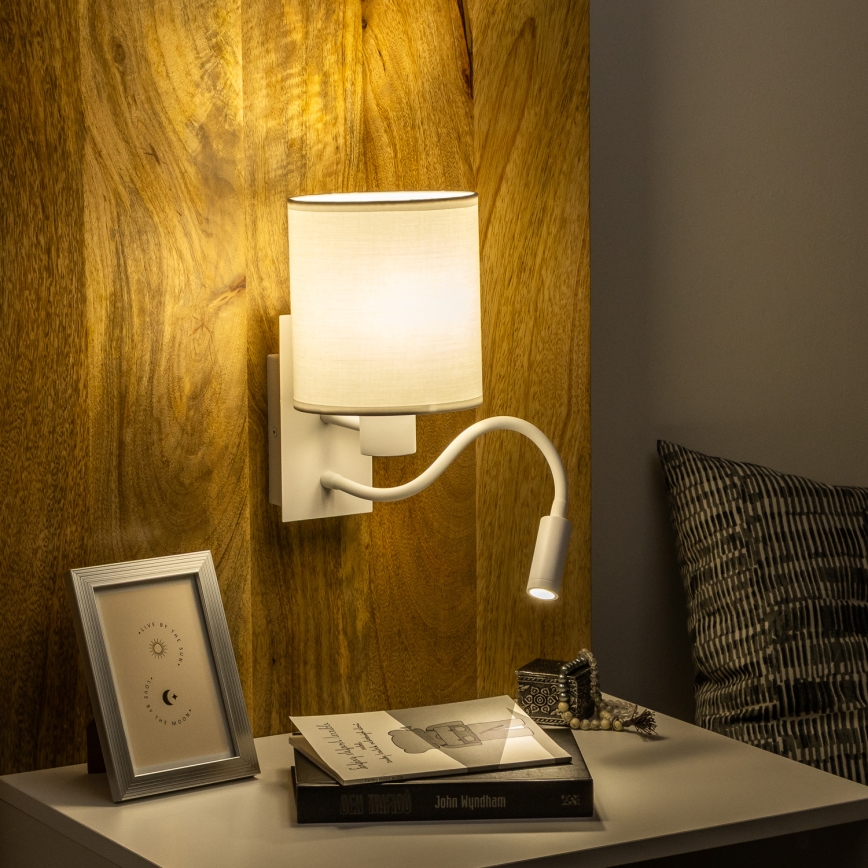 Brilagi - LED Lankstus sieninis šviestuvas NUBILA 1xE27/25W/230V + LED/3W balta
