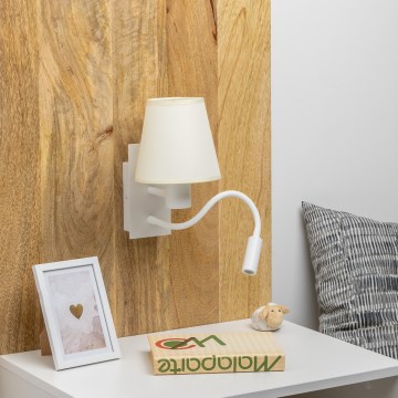 Brilagi - LED Lankstus sieninis šviestuvas NUBILA 1xE27/25W/230V + LED/3W balta/kreminė