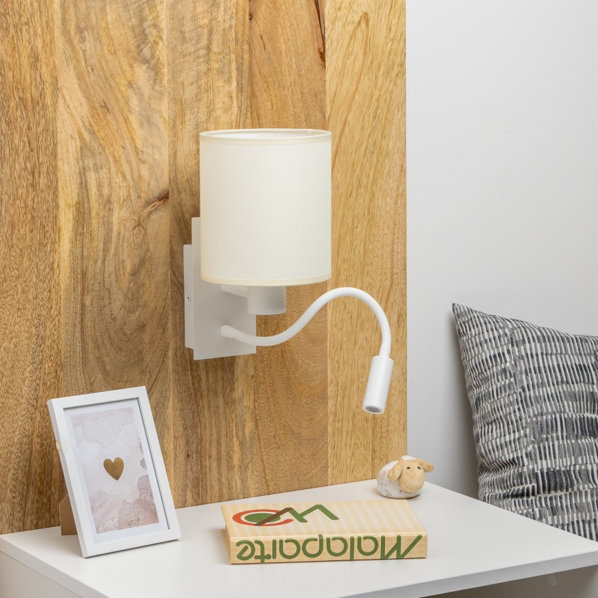 Brilagi - LED Lankstus sieninis šviestuvas NUBILA 1xE27/25W/230V + LED/3W balta/kreminė