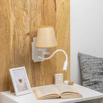 Brilagi - LED Lankstus sieninis šviestuvas NUBILA 1xE27/25W/230V + LED/3W balta/šviesiai rudos spalvos