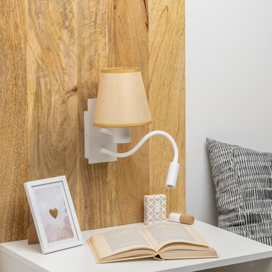 Brilagi - LED Lankstus sieninis šviestuvas NUBILA 1xE27/25W/230V + LED/3W balta/šviesiai rudos spalvos