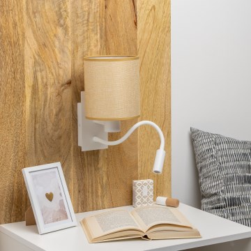 Brilagi - LED Lankstus sieninis šviestuvas NUBILA 1xE27/25W/230V + LED/3W balta/šviesiai rudos spalvos