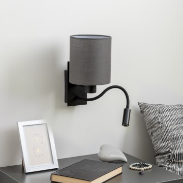 Brilagi - LED Lankstus sieninis šviestuvas NUBILA 1xE27/25W/230V + LED/3W juoda/antracitas