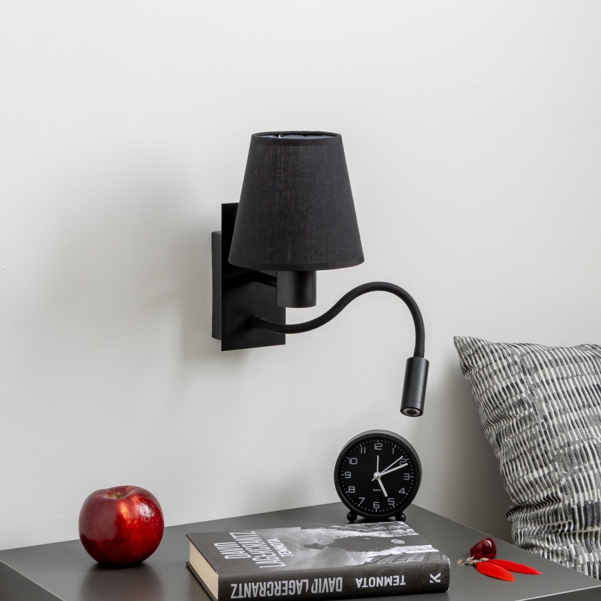 Brilagi - LED Lankstus sieninis šviestuvas NUBILA 1xE27/25W/230V + LED/3W juoda
