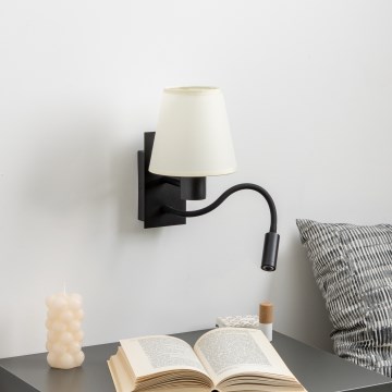Brilagi - LED Lankstus sieninis šviestuvas NUBILA 1xE27/25W/230V + LED/3W juoda/kreminė