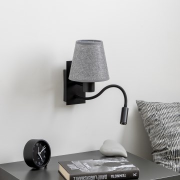 Brilagi - LED Lankstus sieninis šviestuvas NUBILA 1xE27/25W/230V + LED/3W juoda/pilka
