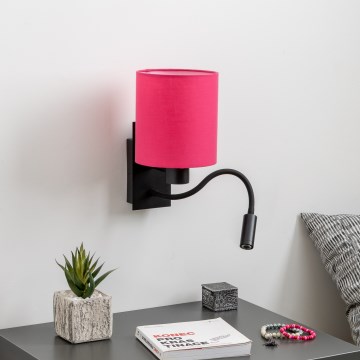 Brilagi - LED Lankstus sieninis šviestuvas NUBILA 1xE27/25W/230V + LED/3W juoda/rausva