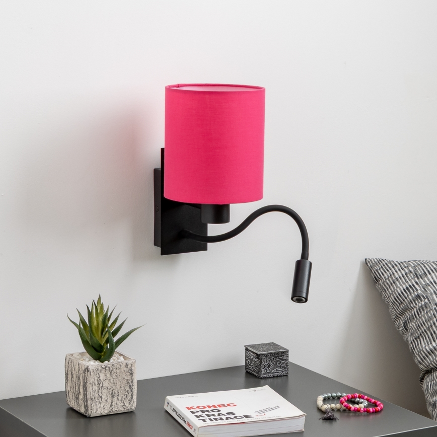 Brilagi - LED Lankstus sieninis šviestuvas NUBILA 1xE27/25W/230V + LED/3W juoda/rausva