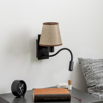 Brilagi - LED Lankstus sieninis šviestuvas NUBILA 1xE27/25W/230V + LED/3W juoda/ruda