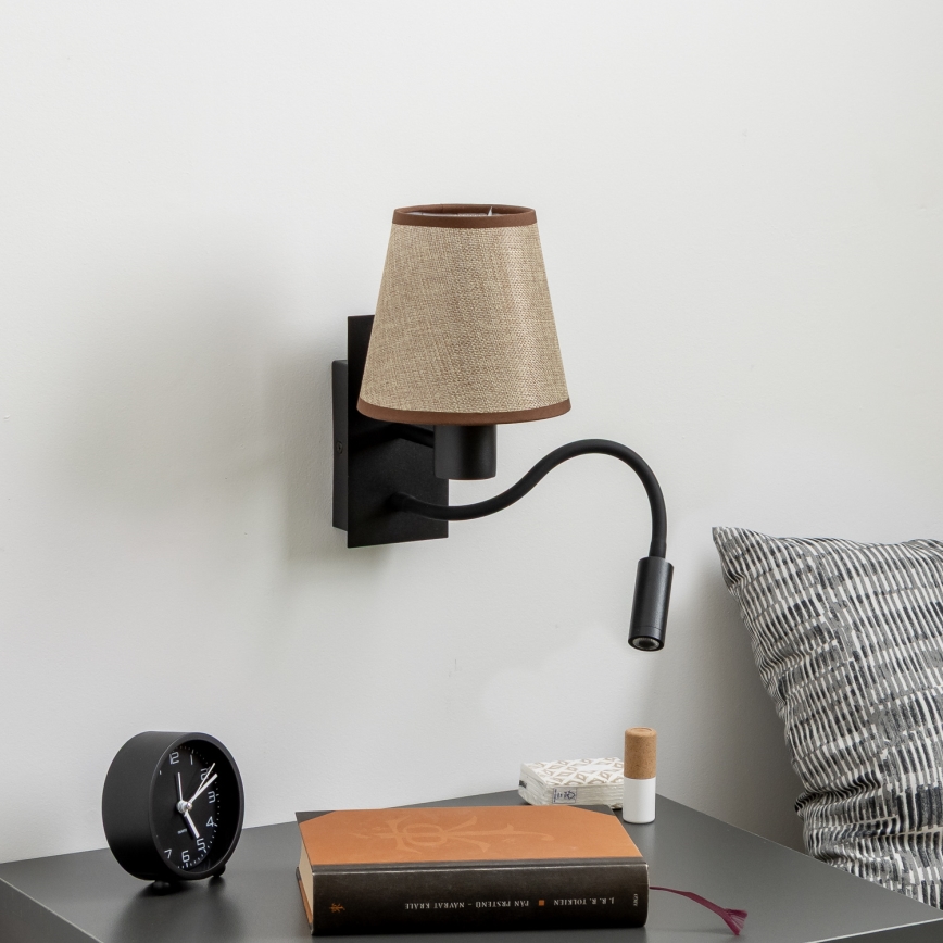 Brilagi - LED Lankstus sieninis šviestuvas NUBILA 1xE27/25W/230V + LED/3W juoda/ruda