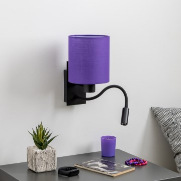 Brilagi - LED Lankstus sieninis šviestuvas NUBILA 1xE27/25W/230V + LED/3W juoda/violetinė