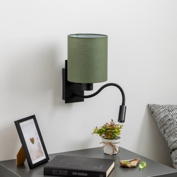 Brilagi - LED Lankstus sieninis šviestuvas NUBILA 1xE27/25W/230V + LED/3W juoda/žalia