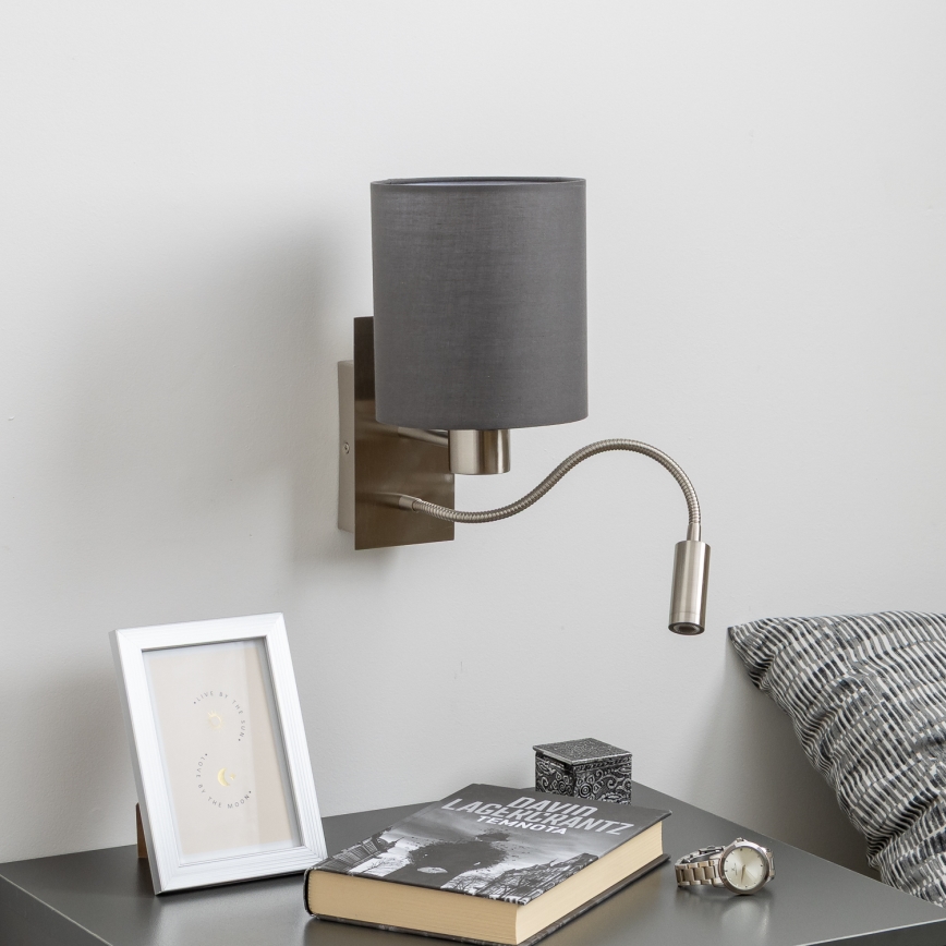 Brilagi - LED Lankstus sieninis šviestuvas NUBILA 1xE27/25W/230V + LED/3W matinis chromas/antracitas
