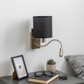 Brilagi - LED Lankstus sieninis šviestuvas NUBILA 1xE27/25W/230V + LED/3W matinis chromas/juoda