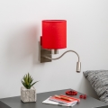 Brilagi - LED Lankstus sieninis šviestuvas NUBILA 1xE27/25W/230V + LED/3W matinis chromas/raudona