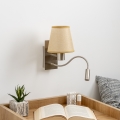 Brilagi - LED Lankstus sieninis šviestuvas NUBILA 1xE27/25W/230V + LED/3W matinis chromas/šviesiai rudos spalvos