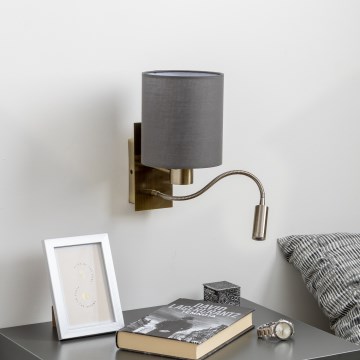 Brilagi - LED Lankstus sieninis šviestuvas NUBILA 1xE27/25W/230V + LED/3W žalvaris/antracitas