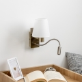 Brilagi - LED Lankstus sieninis šviestuvas NUBILA 1xE27/25W/230V + LED/3W žalvaris/balta