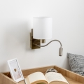 Brilagi - LED Lankstus sieninis šviestuvas NUBILA 1xE27/25W/230V + LED/3W žalvaris/balta
