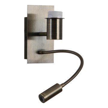 Brilagi - LED Lankstus sieninis šviestuvas NUBILA 1xE27/25W/230V + LED/3W žalvaris