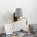 Brilagi - LED Lankstus sieninis šviestuvas NUBILA 1xE27/25W/230V + LED/3W žalvaris/pilka