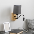 Brilagi - LED Lankstus sieninis šviestuvas NUBILA WOOD 1xE27/25W/230V + LED/3W ąžuolas/antracitas