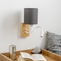Brilagi - LED Lankstus sieninis šviestuvas NUBILA WOOD 1xE27/25W/230V + LED/3W ąžuolas/antracitas