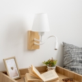 Brilagi - LED Lankstus sieninis šviestuvas NUBILA WOOD 1xE27/25W/230V + LED/3W ąžuolas/balta