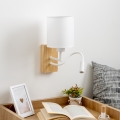 Brilagi - LED Lankstus sieninis šviestuvas NUBILA WOOD 1xE27/25W/230V + LED/3W ąžuolas/balta