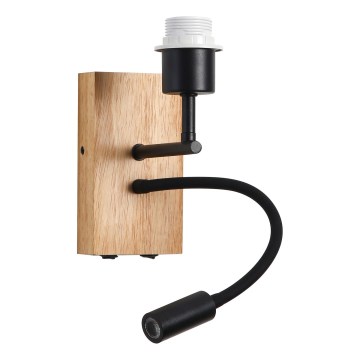 Brilagi - LED Lankstus sieninis šviestuvas NUBILA WOOD 1xE27/25W/230V + LED/3W ąžuolas/juoda