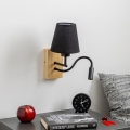 Brilagi - LED Lankstus sieninis šviestuvas NUBILA WOOD 1xE27/25W/230V + LED/3W ąžuolas/juoda