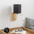 Brilagi - LED Lankstus sieninis šviestuvas NUBILA WOOD 1xE27/25W/230V + LED/3W ąžuolas/juoda