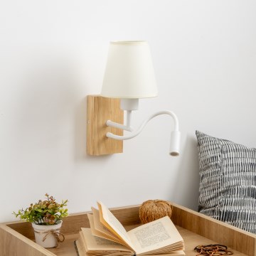 Brilagi - LED Lankstus sieninis šviestuvas NUBILA WOOD 1xE27/25W/230V + LED/3W ąžuolas/kreminė