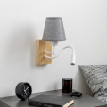 Brilagi - LED Lankstus sieninis šviestuvas NUBILA WOOD 1xE27/25W/230V + LED/3W ąžuolas/pilka