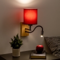 Brilagi - LED Lankstus sieninis šviestuvas NUBILA WOOD 1xE27/25W/230V + LED/3W ąžuolas/Pompėjos raudona