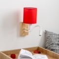 Brilagi - LED Lankstus sieninis šviestuvas NUBILA WOOD 1xE27/25W/230V + LED/3W ąžuolas/raudona