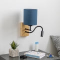 Brilagi - LED Lankstus sieninis šviestuvas NUBILA WOOD 1xE27/25W/230V + LED/3W ąžuolas/tamsiai mėlyna