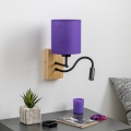 Brilagi - LED Lankstus sieninis šviestuvas NUBILA WOOD 1xE27/25W/230V + LED/3W ąžuolas/violetinė